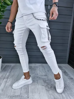 Blugi adolescenti albi conici 036 O3-3.3 Blugi adolescenti albi conici 036 O3-3.3